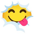 testa tra le nuvole + faccina che si lecca i baffi