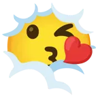 testa tra le nuvole + faccina che manda un bacio