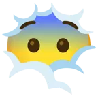 testa tra le nuvole + faccina impaurita