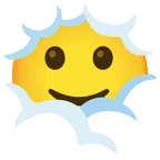 testa tra le nuvole + faccina con sorriso accennato