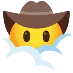 testa tra le nuvole + faccina con cappello da cowboy