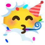 testa tra le nuvole + faccina che festeggia
