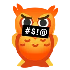 นกฮูก + หน้ากำลังด่า