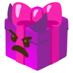 Geschenk + wütendes Gesicht mit Hörnern