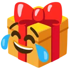 Geschenk + Gesicht mit Freudentränen