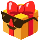 Geschenk + lächelndes Gesicht mit Sonnenbrille