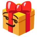 Geschenk + süffisant lächelndes Gesicht