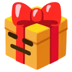 Geschenk + ausdrucksloses Gesicht
