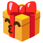 Geschenk + küssendes Gesicht mit lächelnden Augen