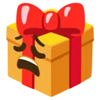 Geschenk + erschöpftes Gesicht