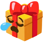 Geschenk + schläfriges Gesicht