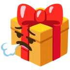 Geschenk + Gesicht, das ausatmet