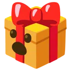 Geschenk + Gesicht mit offenem Mund