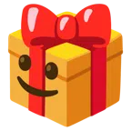 Geschenk + leicht lächelndes Gesicht