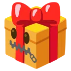 Geschenk + Gesicht mit Reißverschlussmund