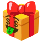 Geschenk + Gesicht mit Dollarzeichen