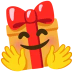 Geschenk + Gesicht mit umarmenden Händen