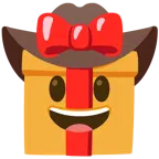 Geschenk + Gesicht mit Cowboyhut