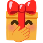 Geschenk + verlegen kicherndes Gesicht