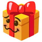Geschenk + schwindeliges Gesicht