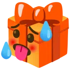 Geschenk + schwitzendes Gesicht