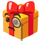 Geschenk + Gesicht mit Monokel