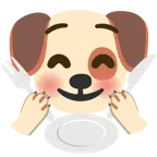 หน้าสุนัข + จานพร้อมส้อมและมีด