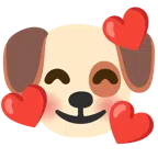 หน้าสุนัข + หน้ายิ้มพร้อมกับหัวใจหลายดวง