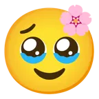 face holding back tears + cherry blossom