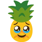face holding back tears + pineapple