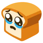 face holding back tears + bread