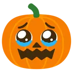 face holding back tears + jack-o-lantern