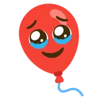 face holding back tears + balloon