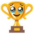 face holding back tears + trophy