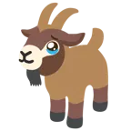 face holding back tears + goat