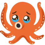 face holding back tears + octopus
