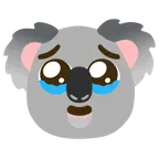 face holding back tears + koala