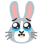 face holding back tears + rabbit face