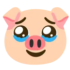 face holding back tears + pig face
