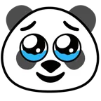 face holding back tears + panda