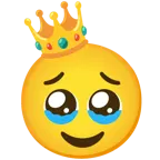 face holding back tears + crown