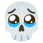 face holding back tears + skull