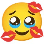 face holding back tears + kiss mark
