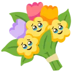 face holding back tears + bouquet