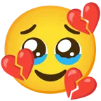 face holding back tears + broken heart