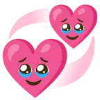 face holding back tears + revolving hearts