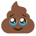 face holding back tears + pile of poo