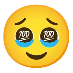 face holding back tears + hundred points