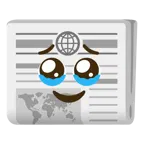 face holding back tears + newspaper