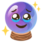 face holding back tears + crystal ball